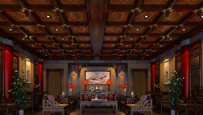 中式設計案例——益陽四合院設計效果圖