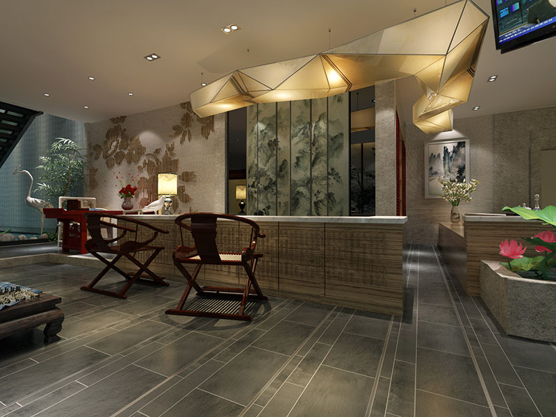 新中式會所酒店大堂設計方案