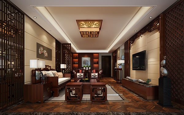 簡(jiǎn)約中式客廳裝修樣板間