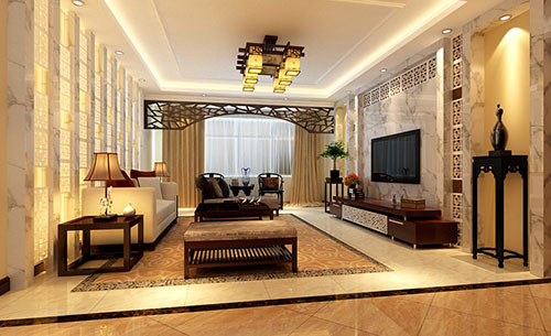 江門市123平米樣板房新中式風(fēng)格裝修