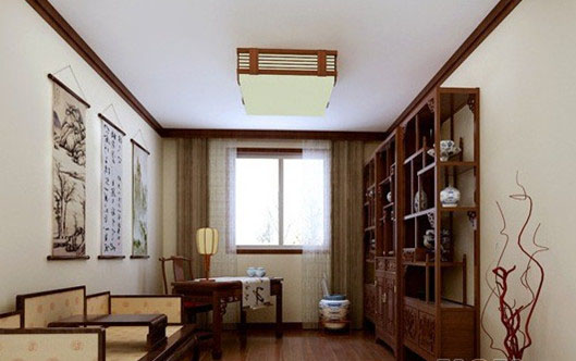 書房里條案和椅子的擺放很溫馨