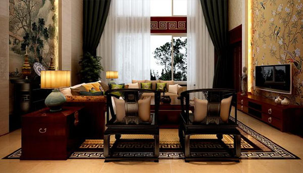 客廳里面的中式窗簾配飾