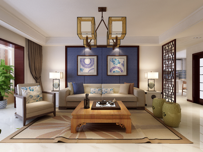 隔扇門在新中式風(fēng)格的客廳的搭配