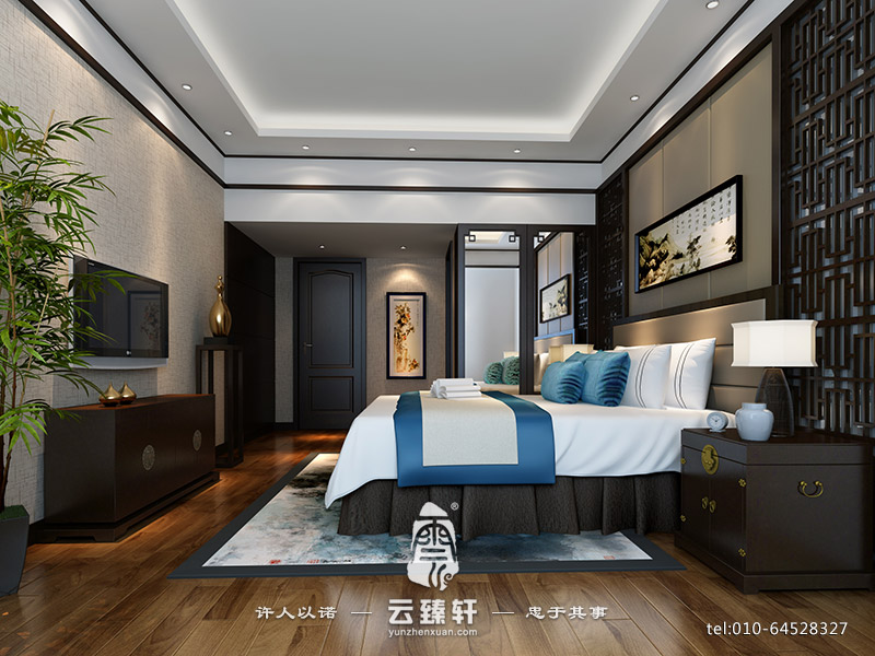 簡約中式臥室效果圖