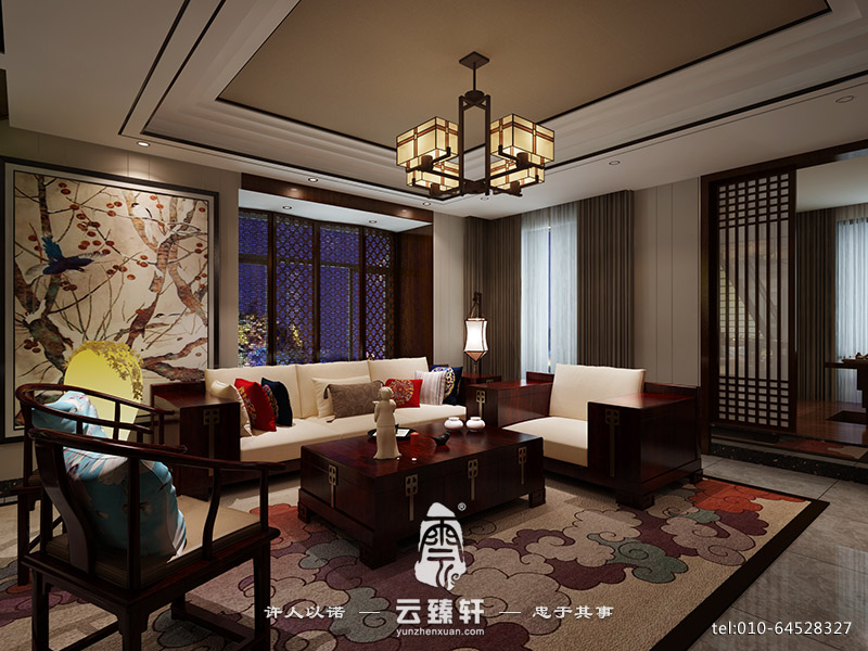 簡約中式客廳效果圖