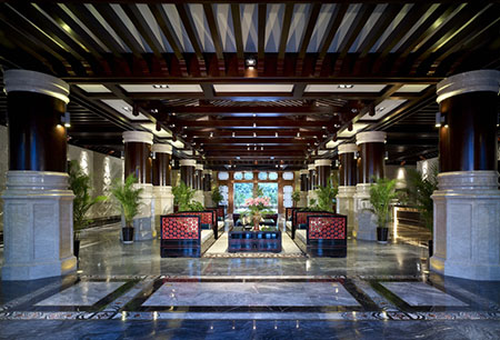 新中式風(fēng)格的會所大堂