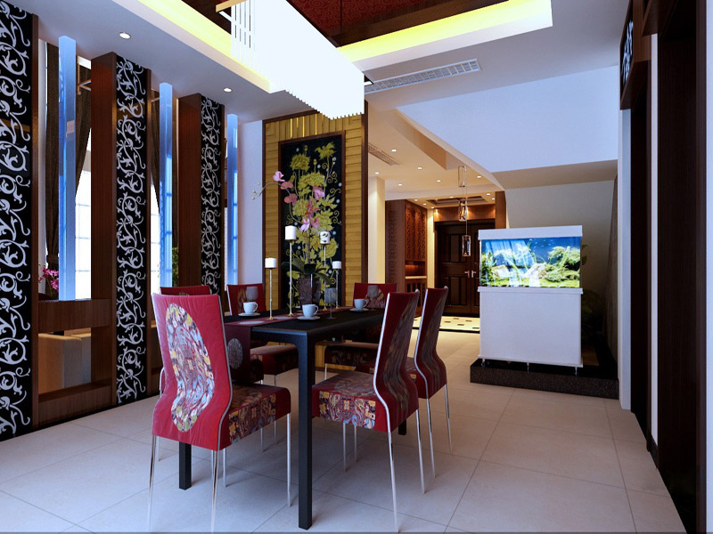 現代簡約中式別墅設計餐廳設計