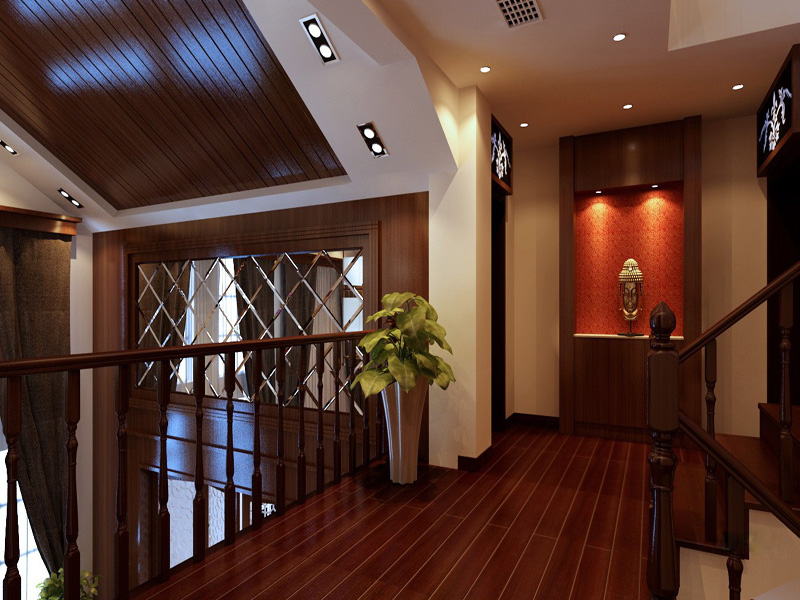 現代簡約中式別墅設計樓梯道設計