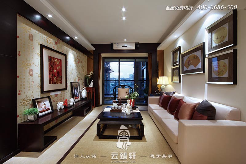 中山海倫堡新中式風(fēng)格客廳設(shè)計(jì)效果圖