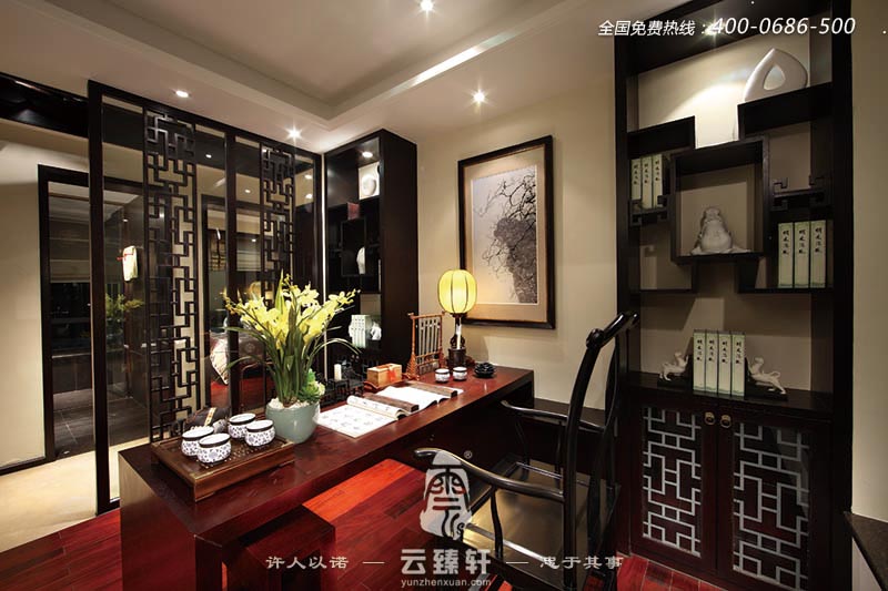 新中式風(fēng)格的書房裝飾效果圖