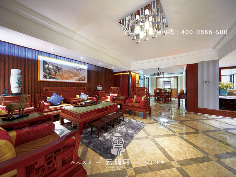 深圳260平米古典中式設(shè)計(jì)風(fēng)格客廳案例