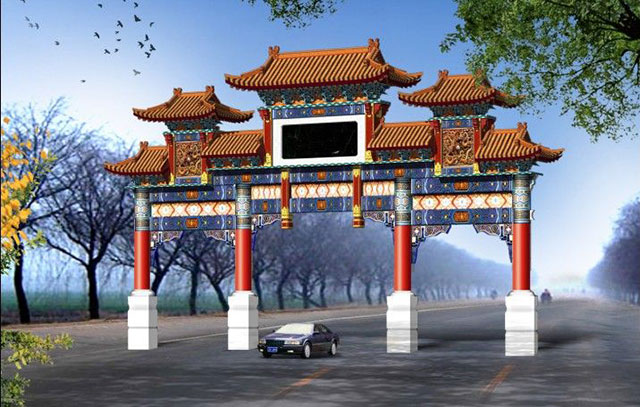 中式設(shè)計(jì)中琉璃門樓