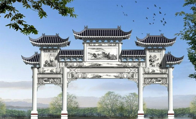 中式設(shè)計(jì)中水泥門樓