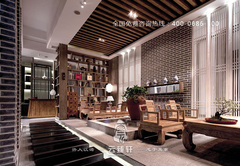 徽派風(fēng)格的茶文化會(huì)所裝修效果圖