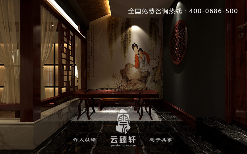 暗色調的古箏之處裝修效果圖