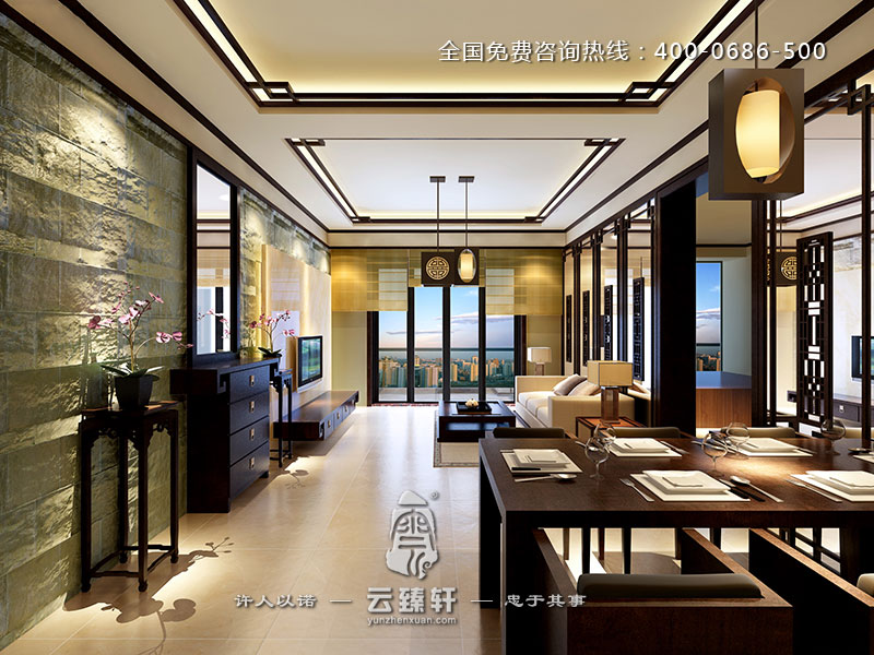 簡約通透的新中式餐廳裝修效果圖