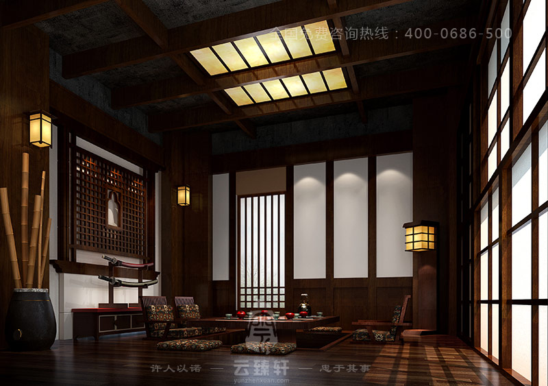 偏日式的中式茶室裝修你見過嗎？