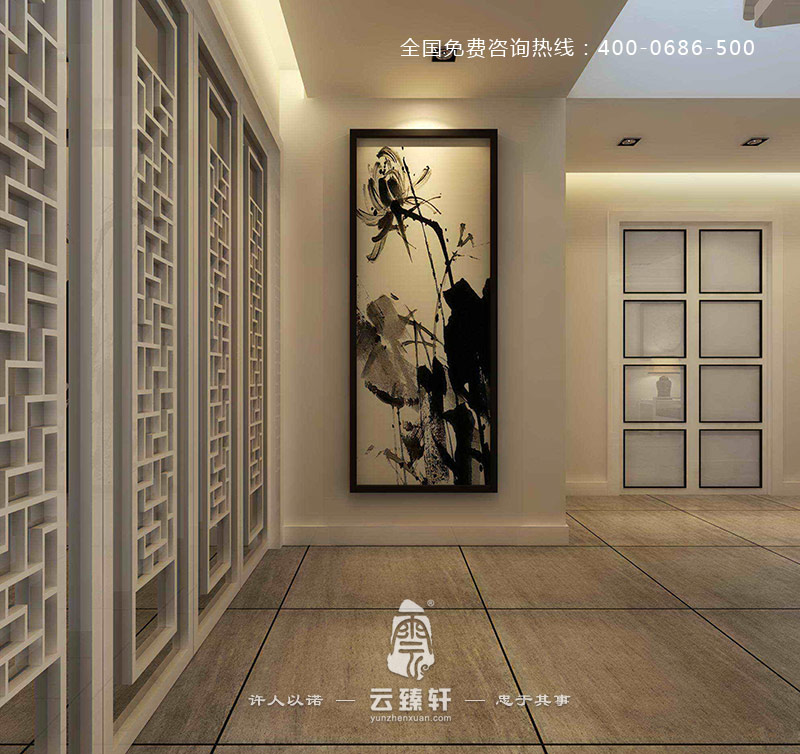 以白色調為主的中式局部裝修效果圖