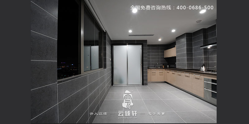 2016灰色調的新中式廚房裝修效果圖