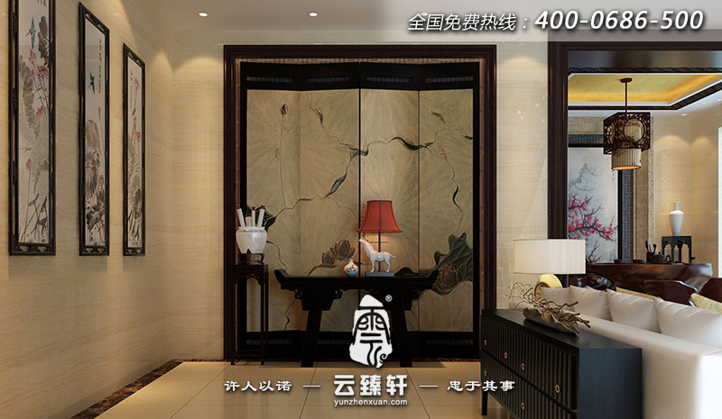 常州古樸簡約的復式樓中式設計效果圖