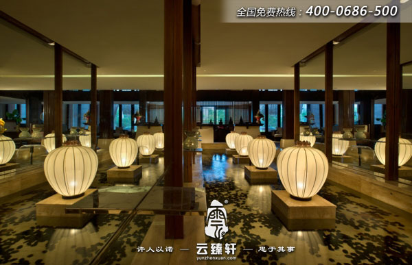 江陰新中式SPA養(yǎng)生會(huì)所大廳裝修