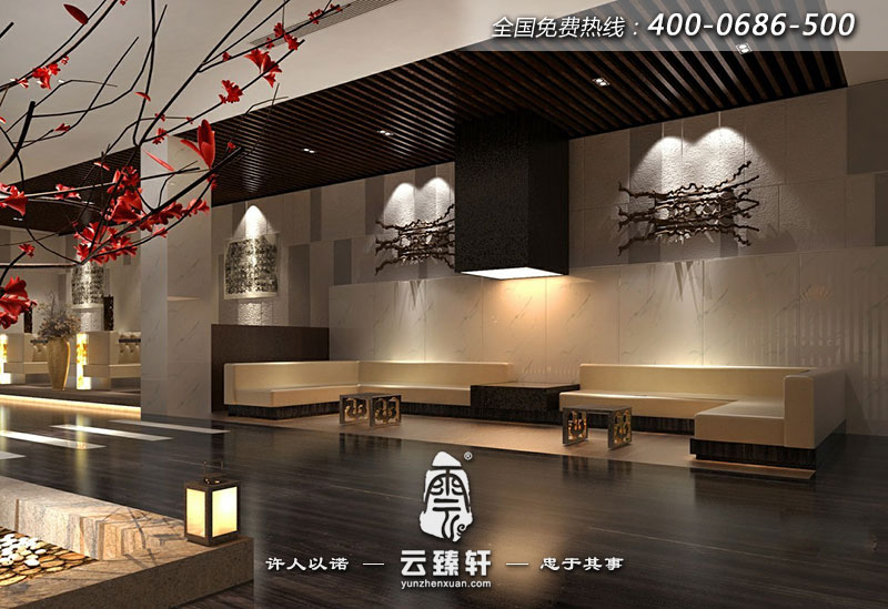 大堂的接待處，簡約素雅，沒有多余的裝飾