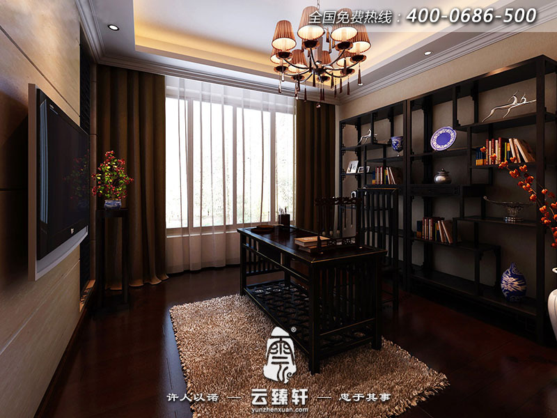 新中式風(fēng)格書(shū)房裝修效果圖