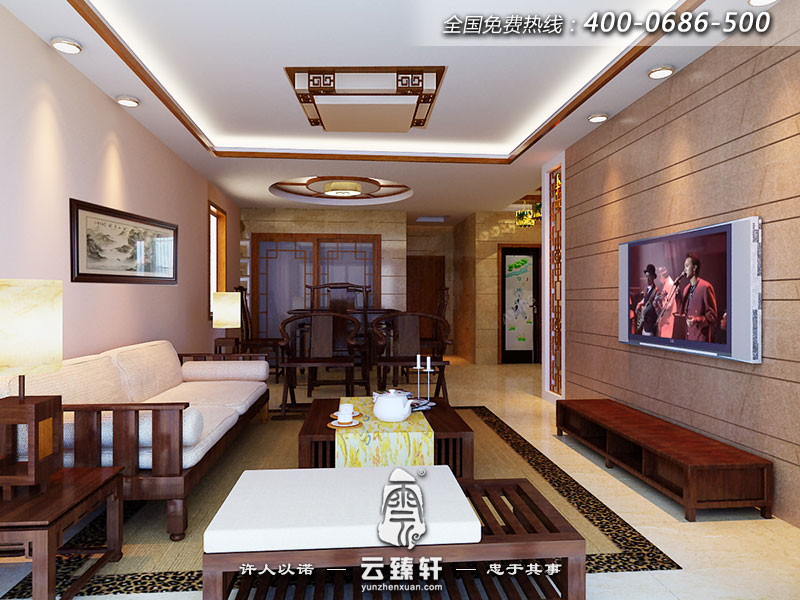 濱州85平米的兩室一廳客廳小戶型中式設(shè)計(jì)