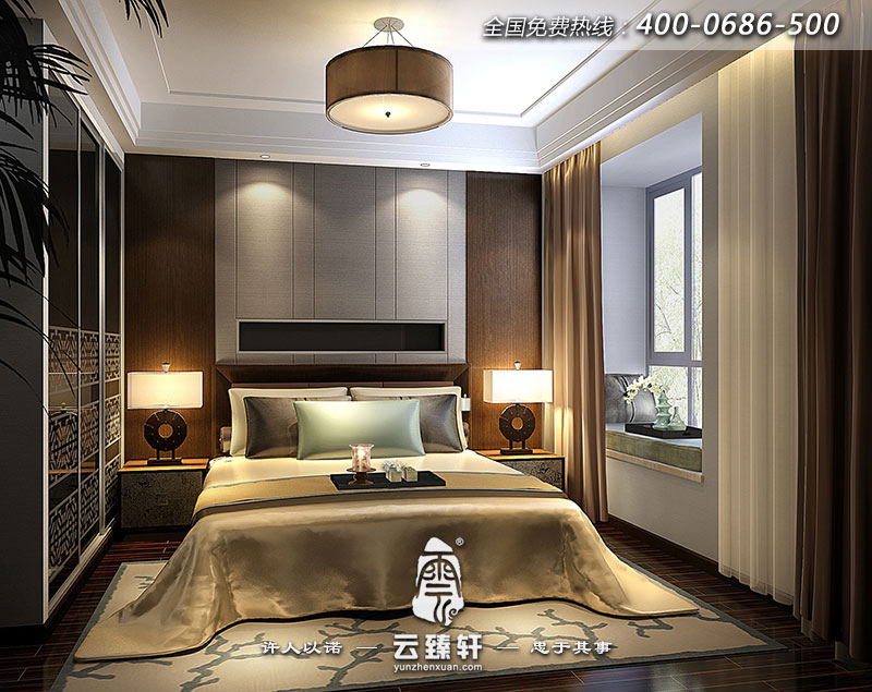 臥室故意把床頭兩側(cè)的中式臺燈擺放的那么顯眼