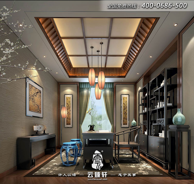 別墅書房的設(shè)計以及裝飾可謂是古色古香