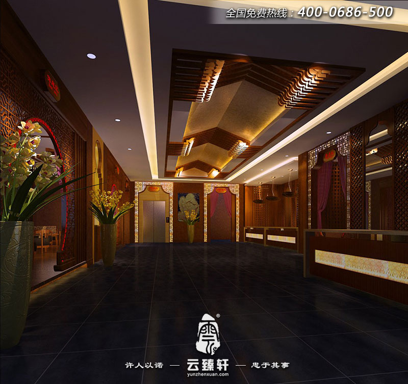 會所大堂的一個視角格調高雅、沉重、內斂