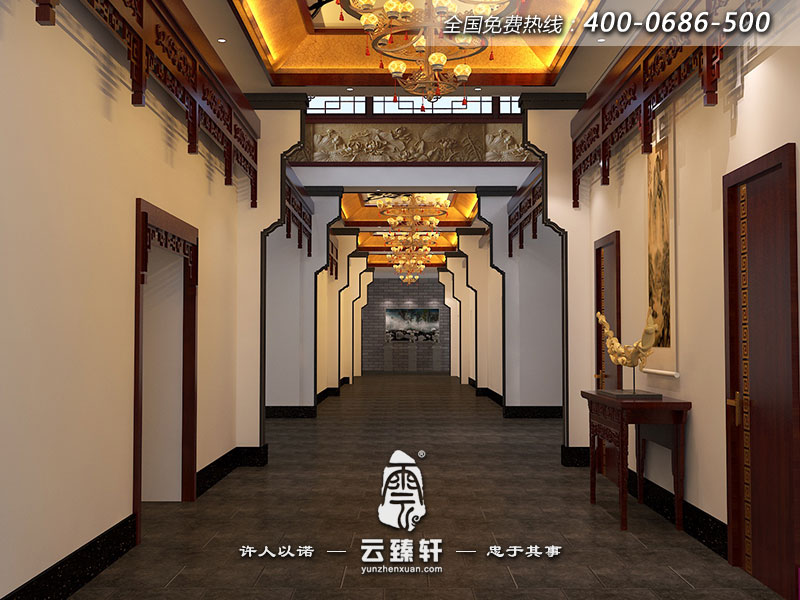 北京四合院會(huì)所裝修長(zhǎng)廊設(shè)計(jì)效果圖