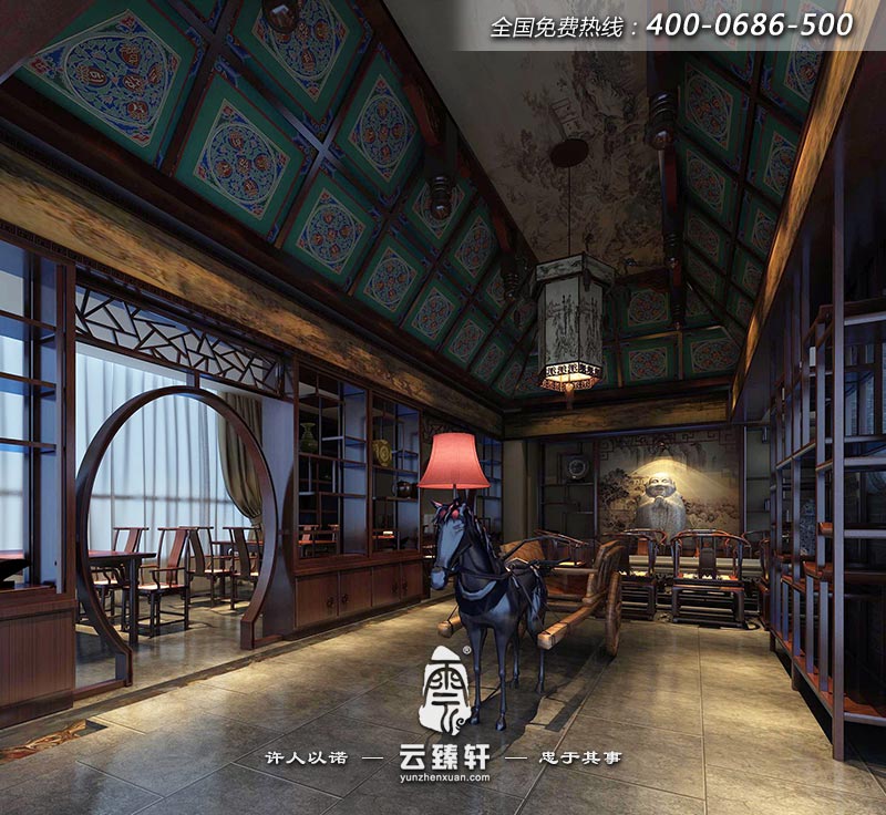 四合院會(huì)所的大堂裝修效果