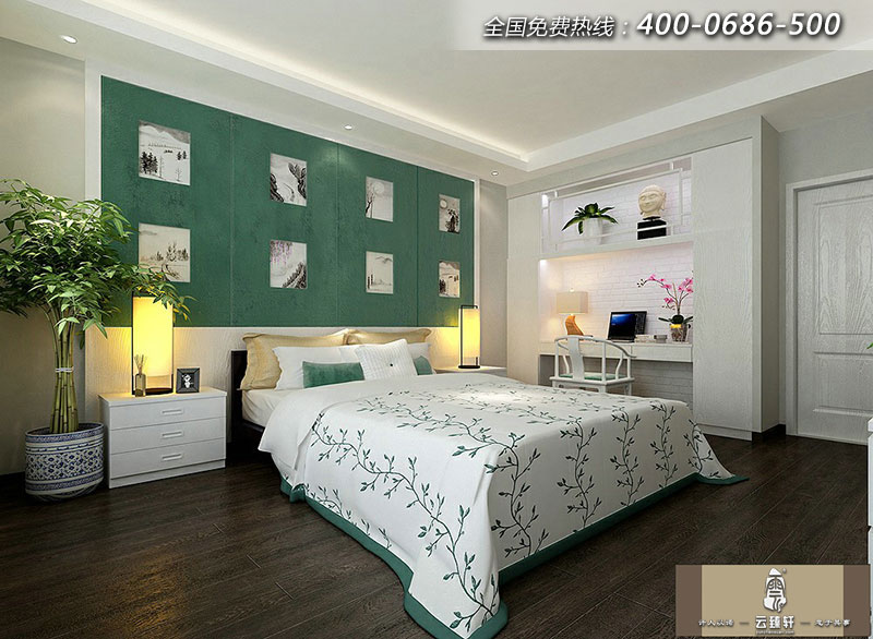 主人房的設計色彩也是以自然的綠色為主