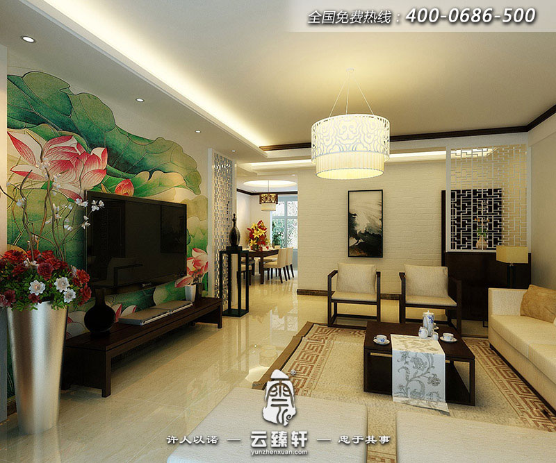 新中式風(fēng)格客廳裝修效果圖視角一