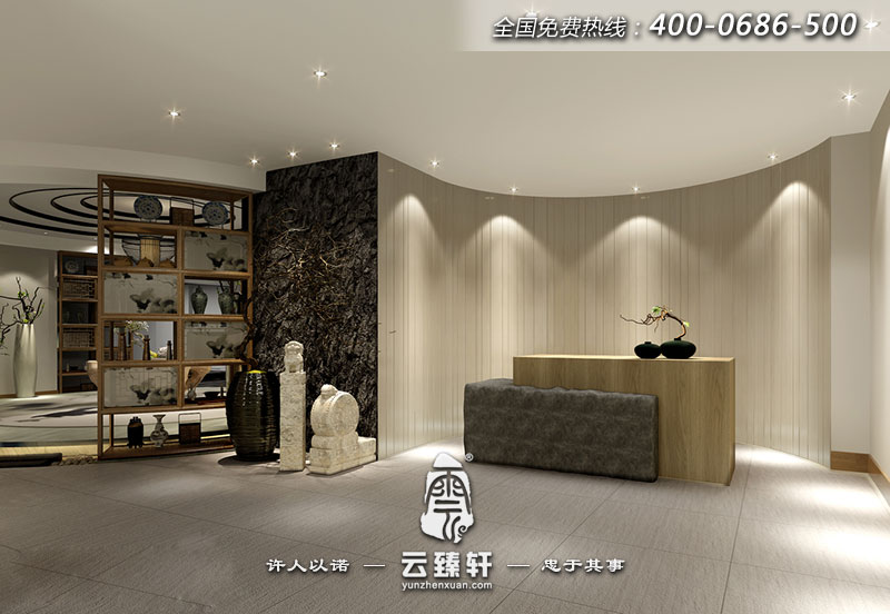 女子養(yǎng)生會(huì)所大廳前臺(tái)裝修效果圖