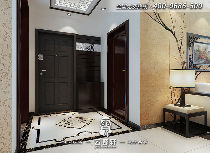 門廳區域地面云紋拼花精巧細膩