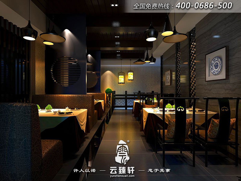 海鮮養生館的就餐區設計效果圖""