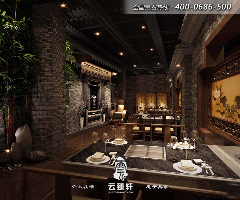 古典中式餐廳大堂設計效果圖