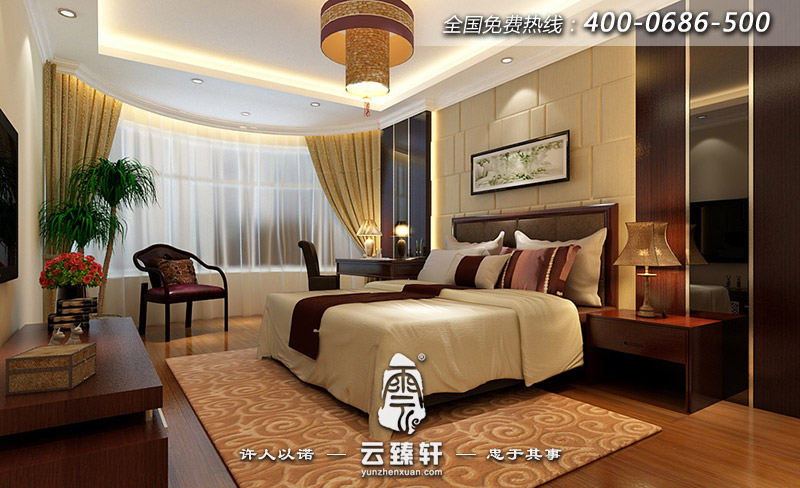 中式主臥室裝修樣板房