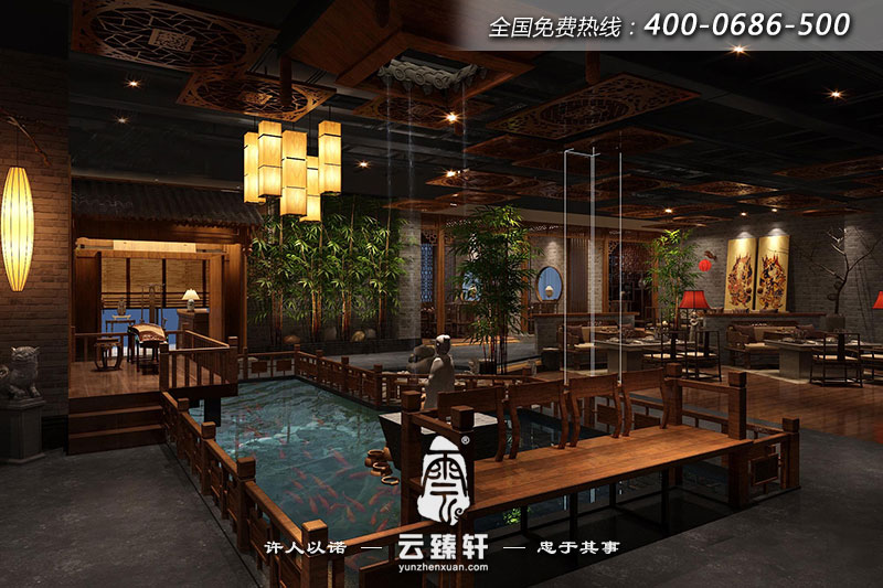 中式餐廳內(nèi)部設(shè)計與布局效果圖