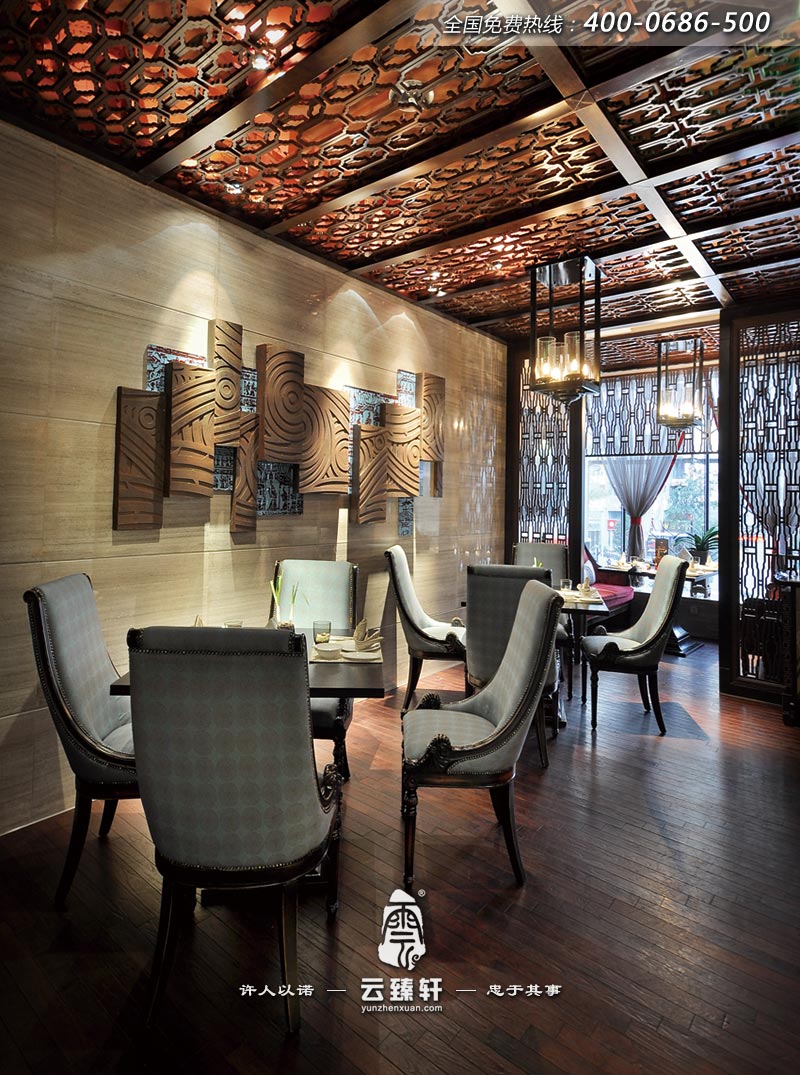 中式古典豪華大堂餐廳裝修圖片