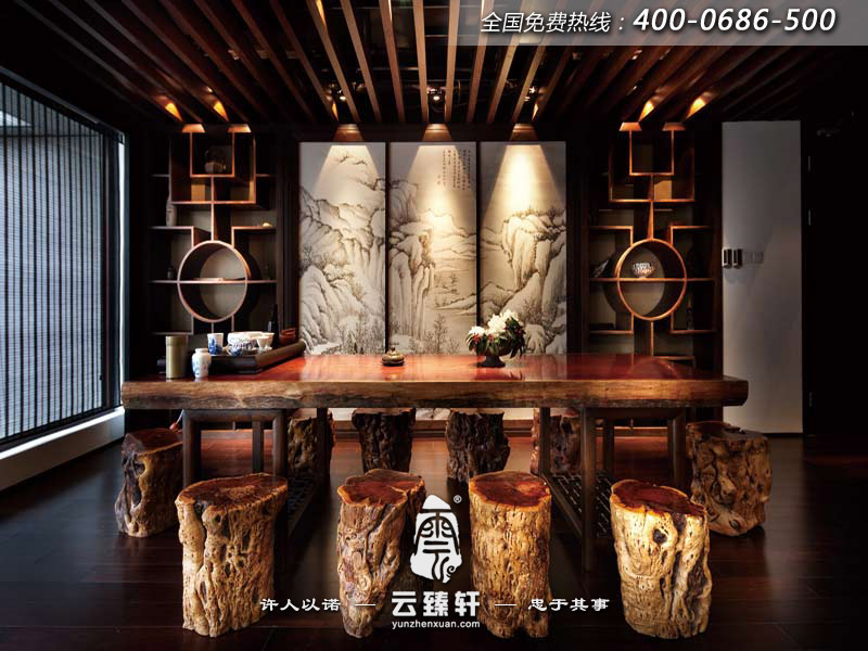 董事長(zhǎng)中式辦公室設(shè)計(jì)效果圖