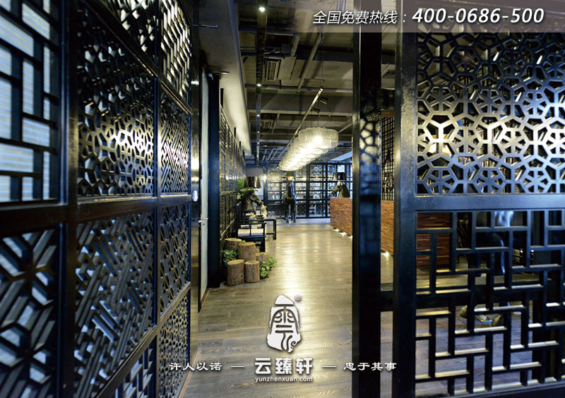 新中式辦公室前臺設(shè)計效果圖