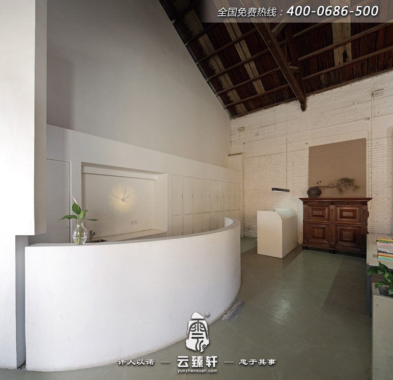 辦公室前臺大廳的設計簡約復古