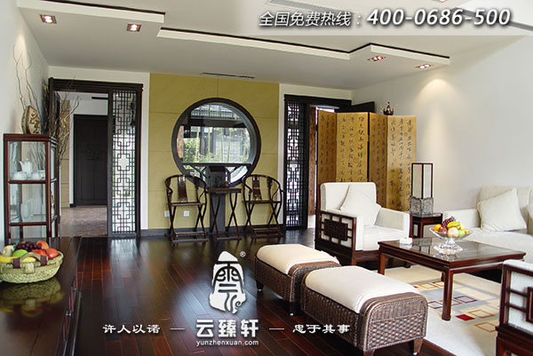 別墅中式裝修的客廳實(shí)景圖