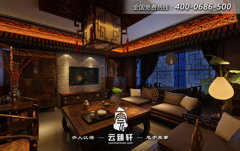 古典中式別墅客廳效果圖