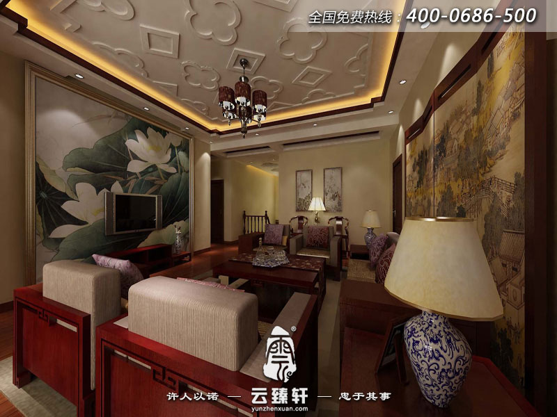 中式別墅客廳設(shè)計效果圖