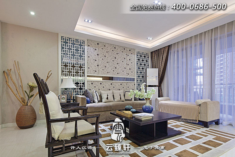 簡約素雅中式設計樣板房效果圖