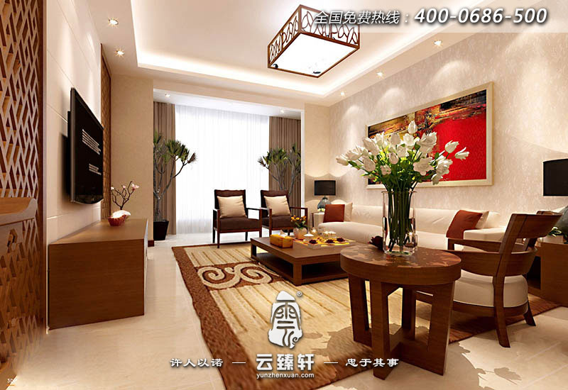 整潔素雅中式客廳裝修效果圖